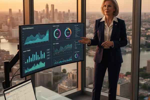 Executive przeglądający dashboard analityczny